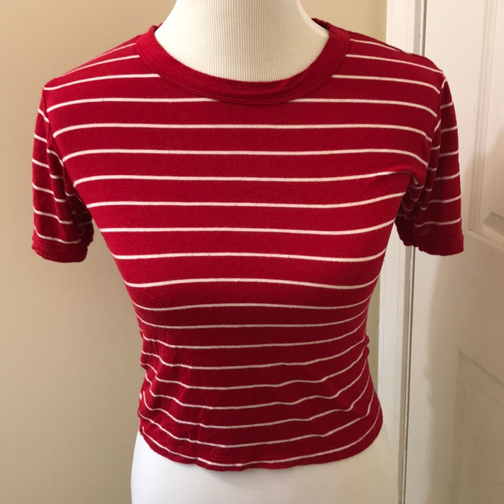 Red Crop Striped T | Small